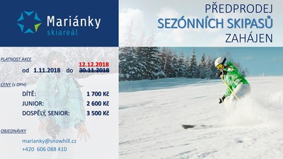 Prodloužení předprodeje sezónních skipasů 2018/19